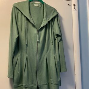 Hooded zip up cardigan.